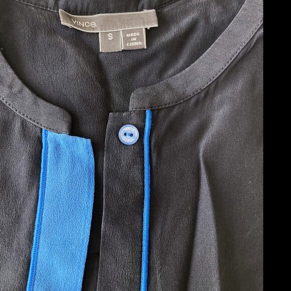 Vince navy sleeveless silk button up top / shirt / blouse, blue stripe, (size S) - Picture 4 of 4